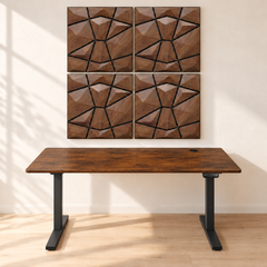 KI-Visualisierung: AURVEX Homeoffice-Bundle mit 4 Paneelen in Dark Oak und 140-cm-Schreibtisch, Gestell Schwarz