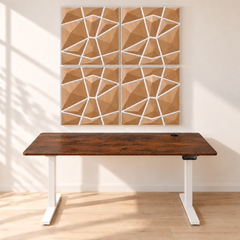KI-Visualisierung: AURVEX Homeoffice-Bundle mit 4 Paneelen in Natural Oak und 140-cm-Schreibtisch, Gestell Weiß