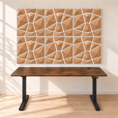 KI-Visualisierung: AURVEX Homeoffice-Bundle mit 6 Paneelen in Natural Oak und 160-cm-Schreibtisch, Gestell Schwarz
