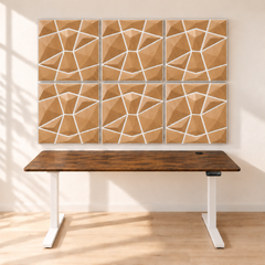 KI-Visualisierung: AURVEX Homeoffice-Bundle mit 6 Paneelen in Natural Oak und 160-cm-Schreibtisch, Gestell Weiß