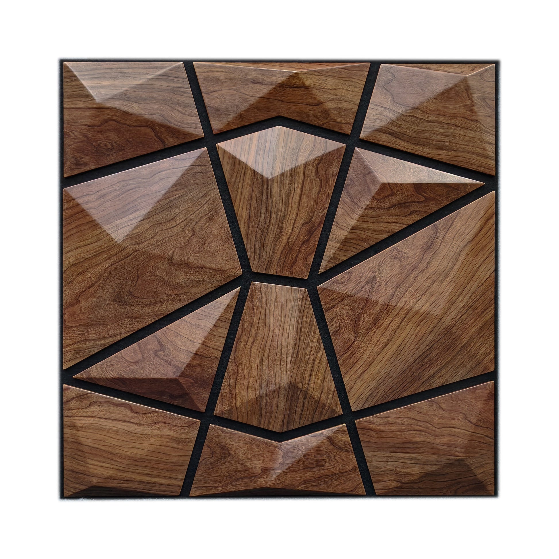  Aurvex 3D Wandpaneel Dark Oak – geometrische Holzoptik Nahaufnahme
